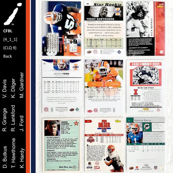 Illinois Fighting Illini 9 Card Lot - CFBL [4_1_1] - Picture 2 of 8